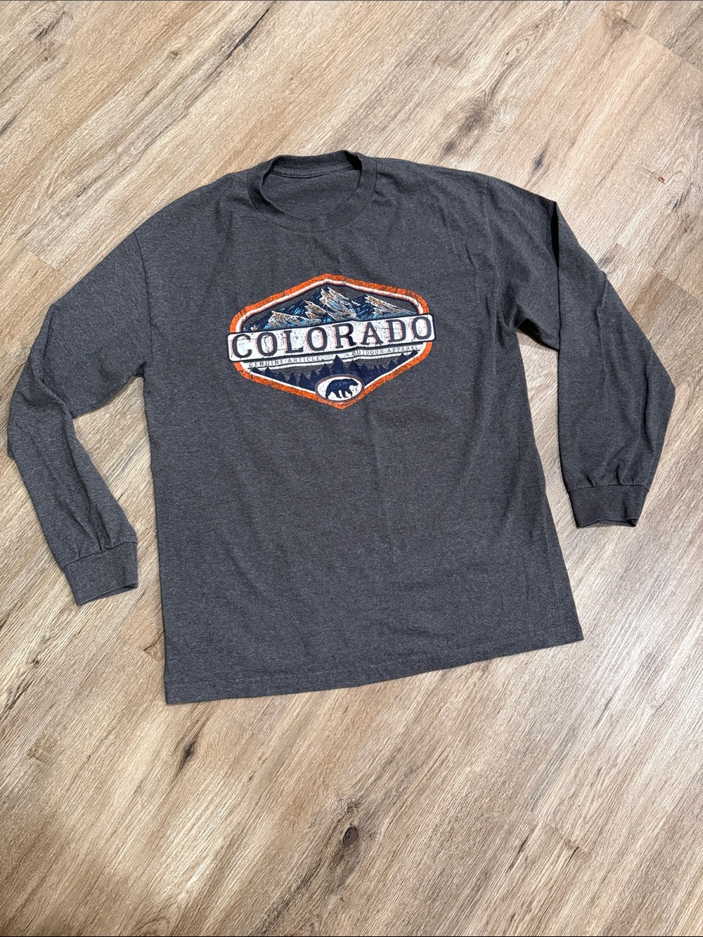 Colorado Graphic Long Sleeve Shirt - Charcoal with Orange & Navy